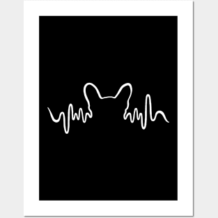 Heartbeat diagram with french bulldog, electrocardiogram of a mother or father of a french bulldog Posters and Art